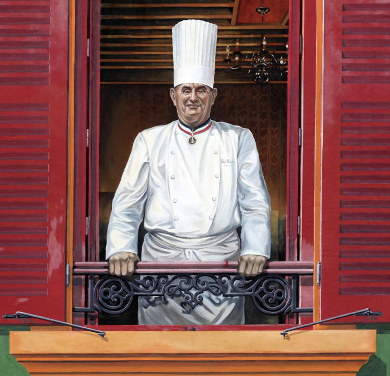 "Peinture de Paul Bocuse sur son restaurant à Collonges-au-Mont-d'Or"